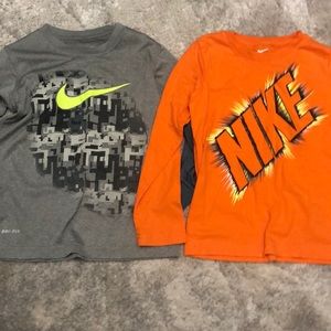 Two long sleeve Nike boys size 6 shirts